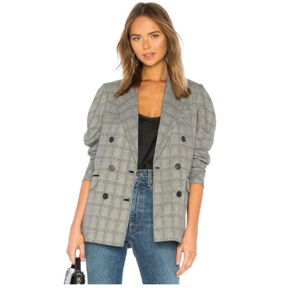 Joie Caviar Multi Double Breasted Plaid Tomika Jacket Blazer Size 4 Revolve